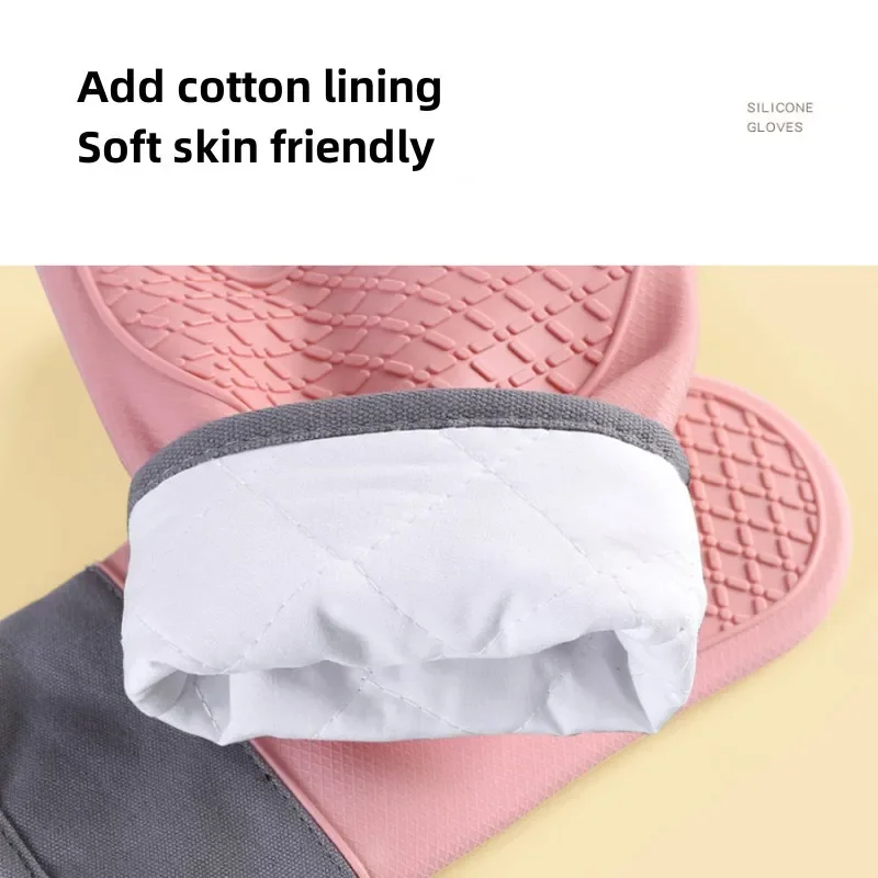 Cotton Twill Silicone Oven Gloves for Kitchen Baking