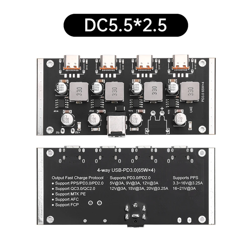 ตัวเลือกสินค้า โมดูลชาร์จเร็ว PD65W 4 ทิศทาง รองรับ PD3.0 QC3.0 Type-C