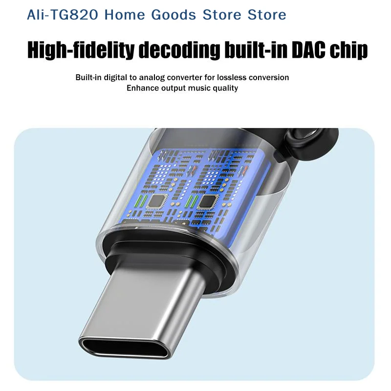 [TG820]타입 C - 3.5MM 잭 헤드폰 AUX 오디오 어댑터 (Phone15/16/17 호환) 화웨이 디지털 DAC 디코더 컨버터