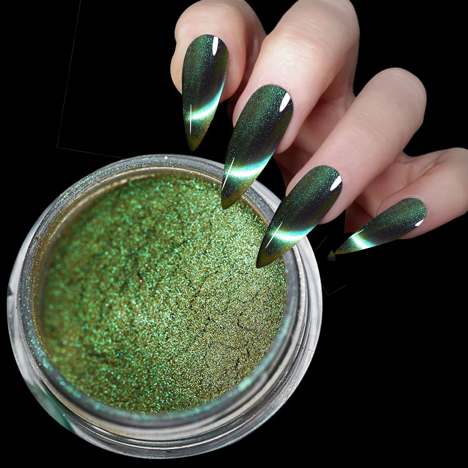 Nail Powder Gel Nail Polish Nail Glitter Nail Pigment Nail Decoration Nail Decorations 9D HD Cat Magnet Nail Powder Shinning Chameleon Effect Glitter Chrome Pigment Dust UV Gel Polish Nail Art Glitters Cats Eyes