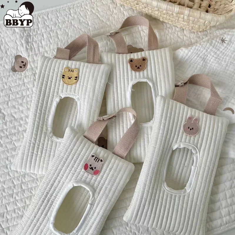 

Portable Cotton Baby Wet Wipe Case Reusable Refillable Wipes Pouch Holder Tissue Box Newborn Hanging Bag Newborn Stroller Access