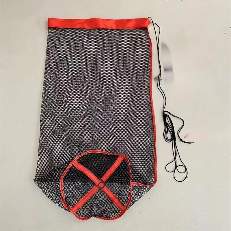 Portable Fishing Net for Crayfish Shrimp Landing Bucket Woven Collapsible Traps Mouth Meshes Bags with Bundle Fishing 
Cage