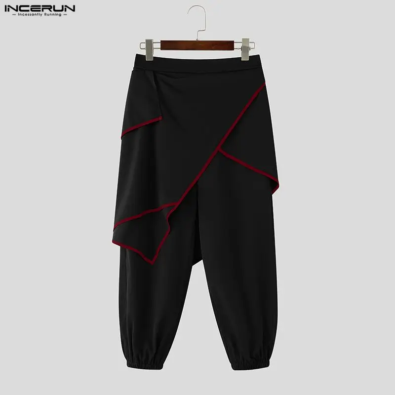 INCERUN Männer Unregelmäßige Hosen Patchwork Elastische Taille Jogger Lose Hosen Männer Streetwear 2025, Mode Lässig Harem Hosen S-5XL – Detail 12
