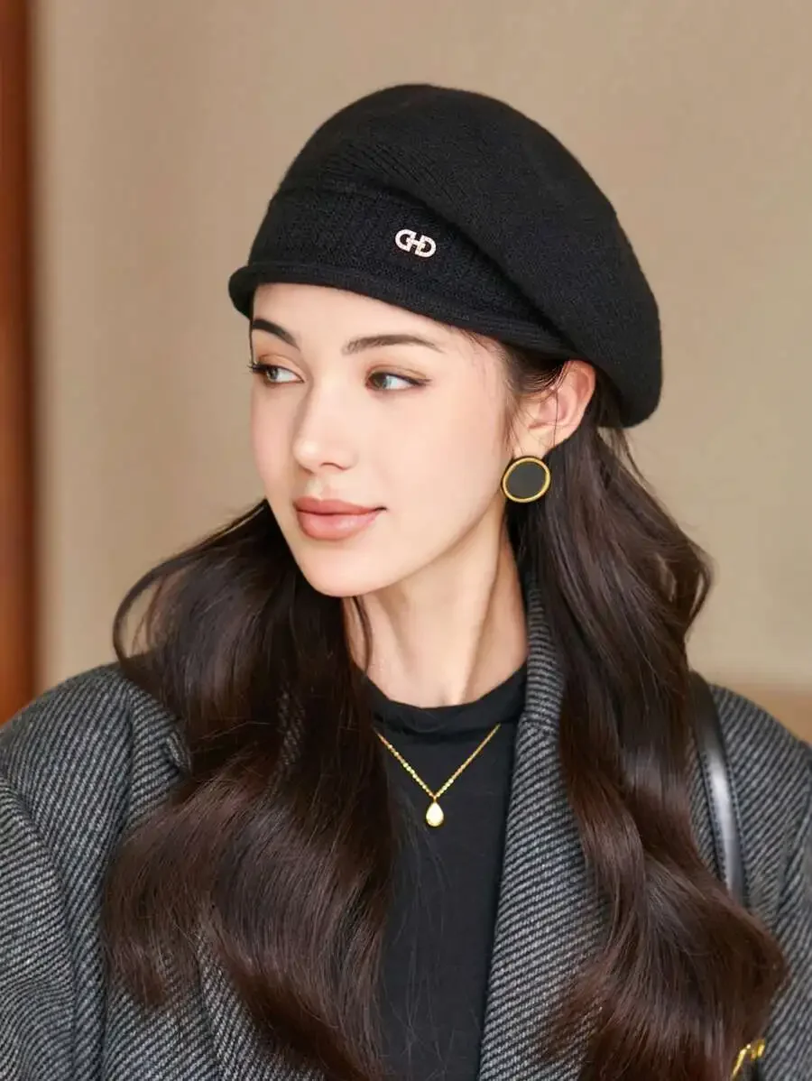 Women's Beret Hat Elegant Autumn Winter Warm Painter Style_voghion.com