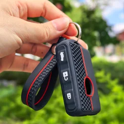 Silicone Car Key Cover Case with Keychain - Premium Accessory & Protection Shell (Red)