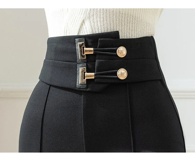 Front Split High Waisted Flare Pants Women 2024 Spring Summer Autumn Fashion Casual Loose Black Wide Leg Suit Trousers Ladies