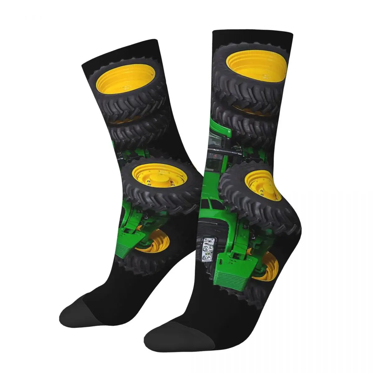 Green Distracted By Tractors Unisex Socks Cycling 3D Print Happy Socks Street Style Crazy Sock green tractors cosy unisex socks warm happy socks street style crazy sock