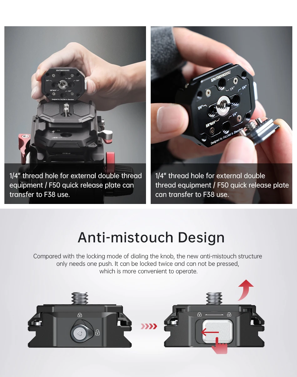 F38 Multi-Hole Quick Release System Plate Universal DSLR Camera Gimbal Arca Swis