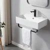 Wall Mounted Bathroom Sink with Towel Rack, 21" X 12" Modern Wall Mount Sink, Sinks for Small Bathrooms Wall Hung Sink 1