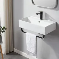 Wall Mounted Bathroom Sink with Towel Rack, 21" X 12" Modern Wall Mount Sink, Sinks for Small Bathrooms Wall Hung Sink 1