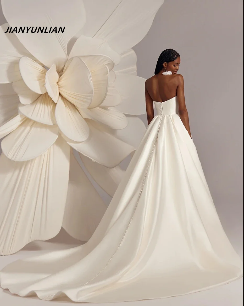 Customized vestidos de novia Floor Length Sweetheart A-Line Long Tail Backless For Women To Measures Charming Bridal Gowns 2