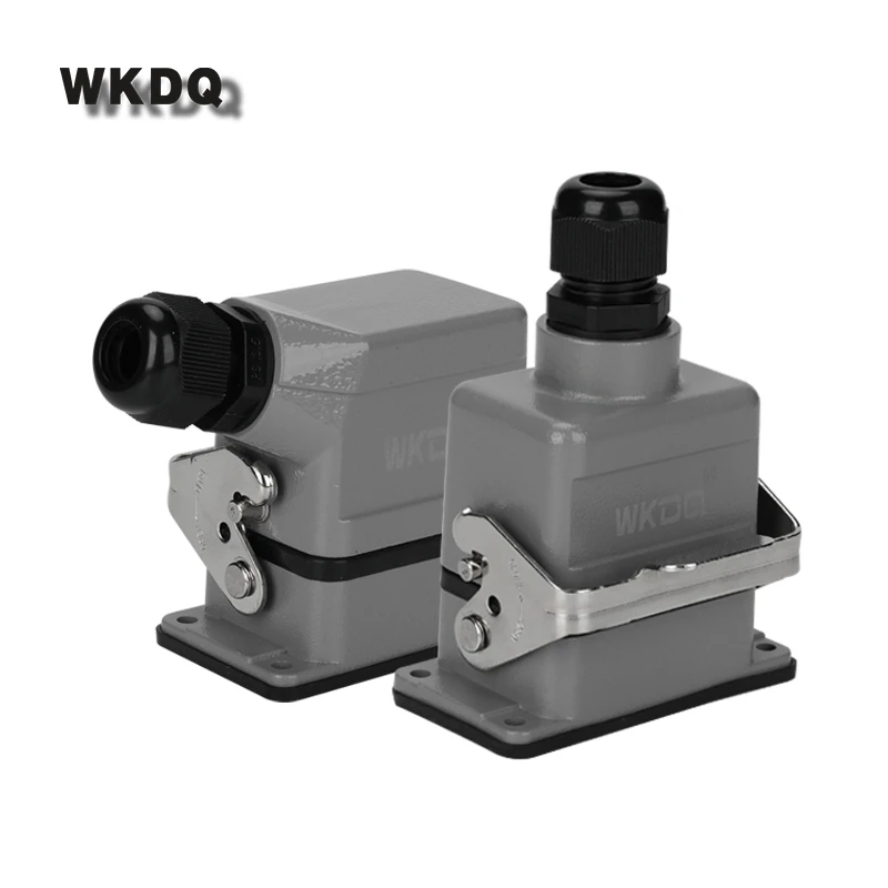 Conector Retangular Heavy Duty Núcleo Inserir Parafuso Terminal 16a 500v He6 Superior Entrada Lateral Hood Plug Cabo Industrial Hdc-he06
