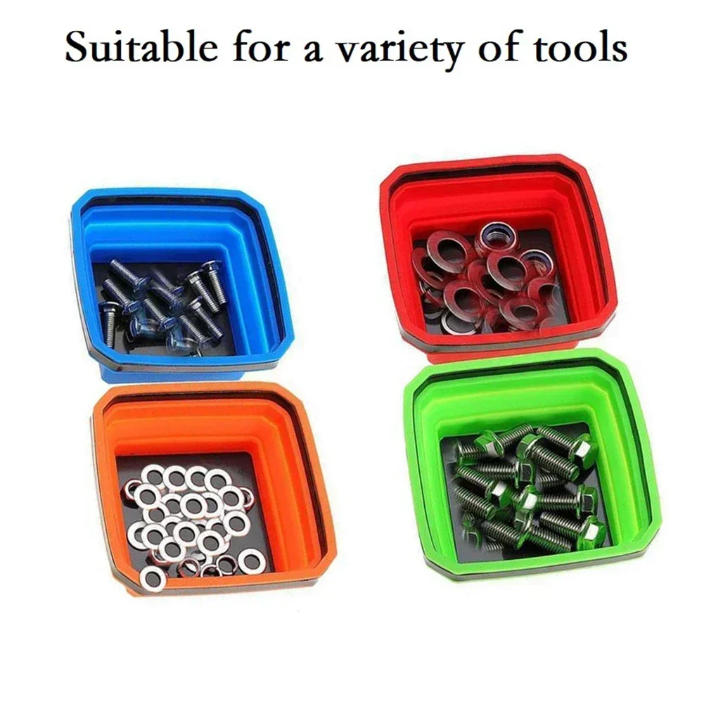 4.5 Inch Collapsible Magnetic Screw Tray Silicone Screw Bowl Tool Part Storage Box Plumber Carpenters Tool Organizer tool storage box parts storage box storage organizer box