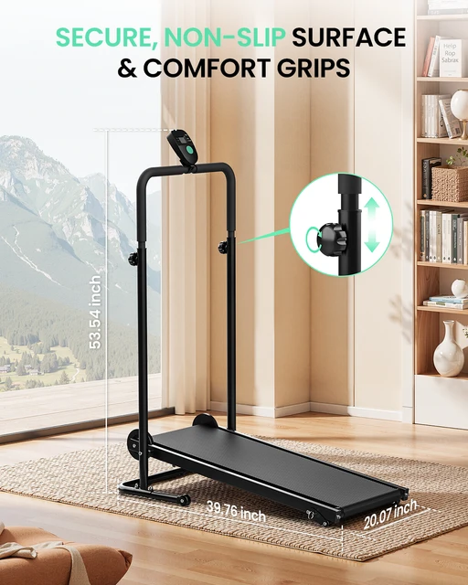 7012-5a4aa4.jpg Non-Electric Treadmill with Dual Flywheel & Fixed Incline - Motorless Treadmill with LCD Monitor,Non-Slip Belt,for Home/Gym Use