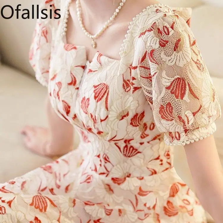 

Женское облегающее платье с бусинами Ofallsis, винтажное платье во французском стиле с пышными рукавами для свадьбы и помолвки, лето 2023