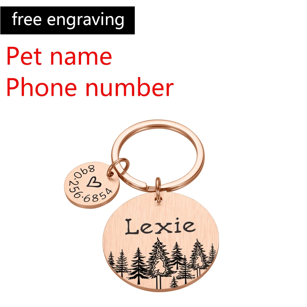 Personalized Dog ID Tags Gift for Dog Lovers Forest Heart Anti-lost Pet Collar Tags for Dog Owner Pet Tag Puppy Tag Gift 