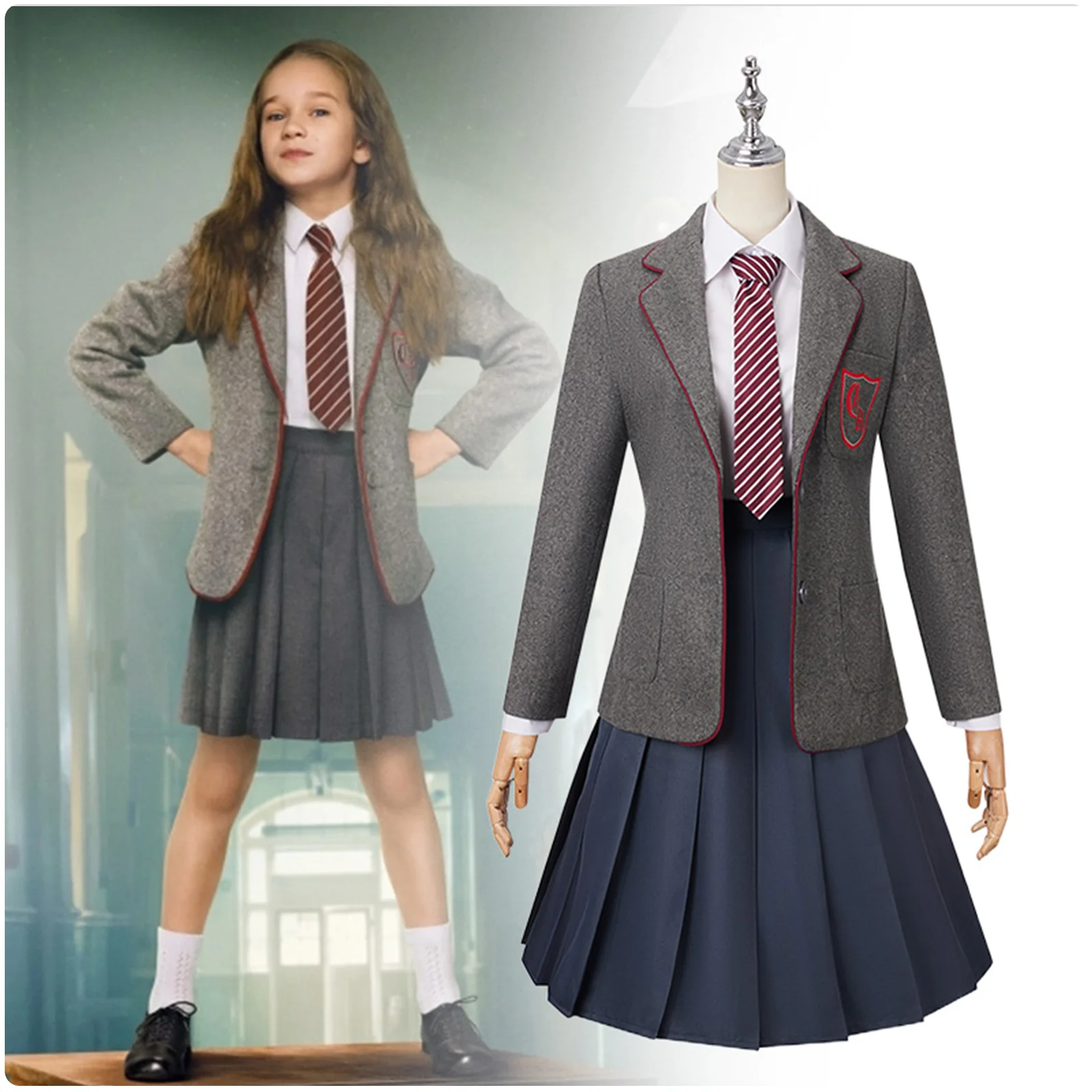 Kids Roald Dahls Matilda The Musical Cosplay Costume Lana School Uniform Outfit Halloween Party Clothing Sets Women Suit