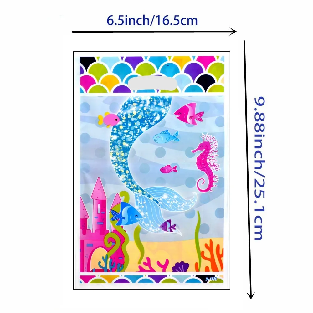 Bolsa de regalo de plástico con forma de sirena Ariel, para galletas y dulces, para fiestas de cumpleaños infantiles, regalo para el hogar