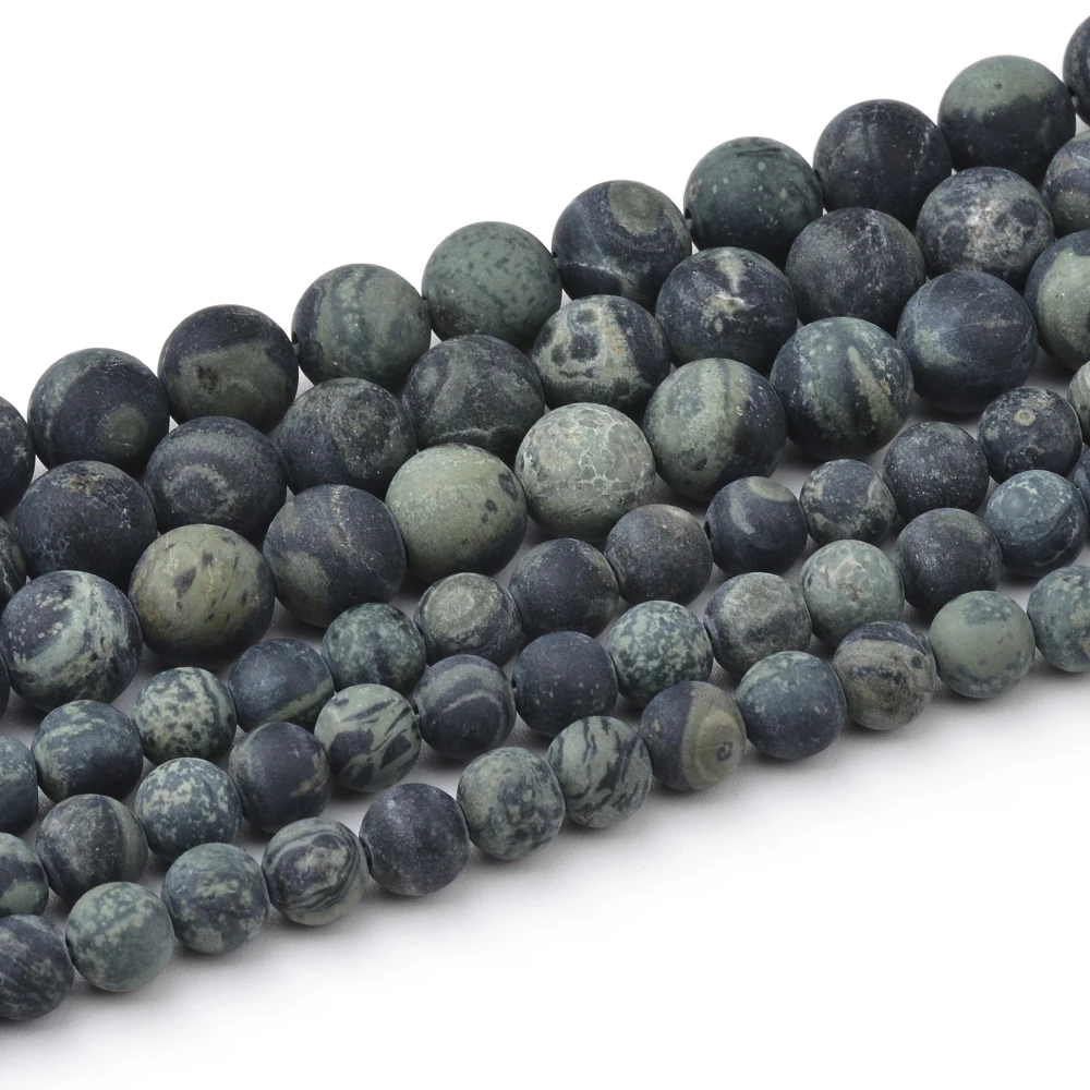 

4 мм-10 мм, круглые матовые бусины Kambaba Jasper из натурального камня для изготовления ювелирных изделий