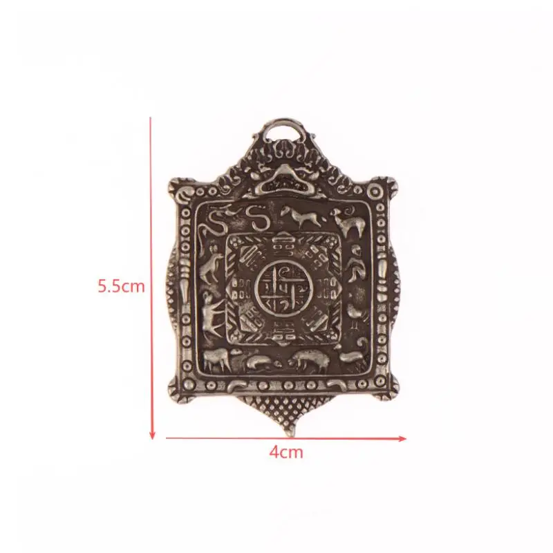 Old Bronze Dharma Tool Jiugong Card Tibet 12 Zodiac Sign Horoscope Pendant For Mens Womens Hainging Keyring Charms Gift