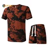 Summer Mens Sports 2 pieces Sets Corduroy Quick Dry Suit Casual Running Tracksuit Gym Fitness Set T Shirts Shorts Men Sportswear 1