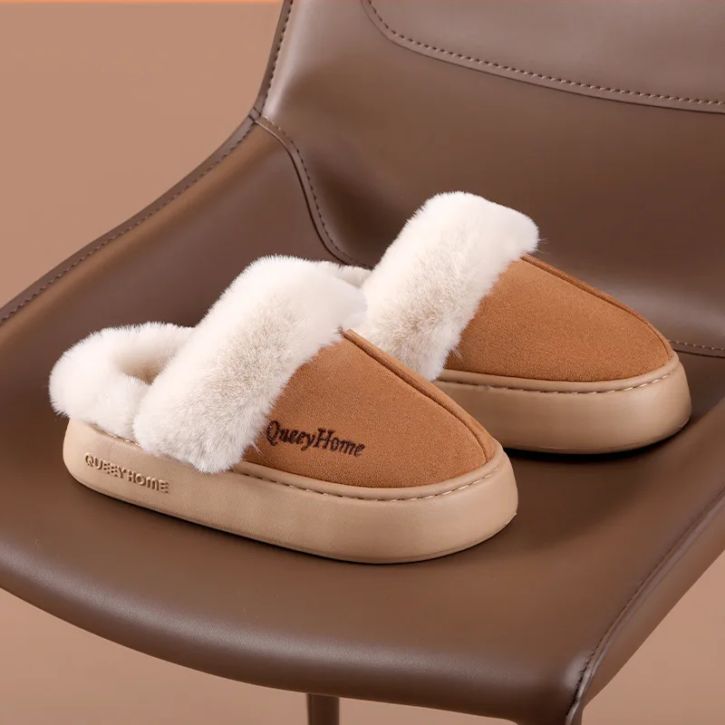 Comwarm Winter Women Cotton Slippers Thick Sole Warm Plush Women Slides Fashion Fuzzy Female Platform Shoes Fluffy House Slipper 4