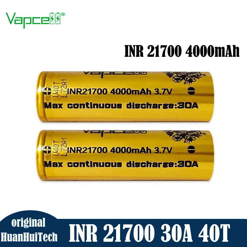 Batteria Originale Vapcell Inr 21700 4000Mah 30A 3.7V Cella Agli Ioni Di Litio Ad Alta Capacità Per Torcia Boxmod Stesse Prestazioni Di 40T