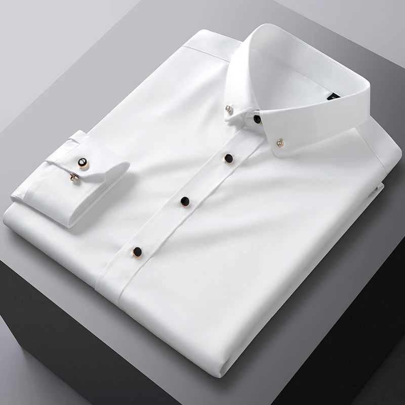 2022 New Men Solid Color White Shirt 