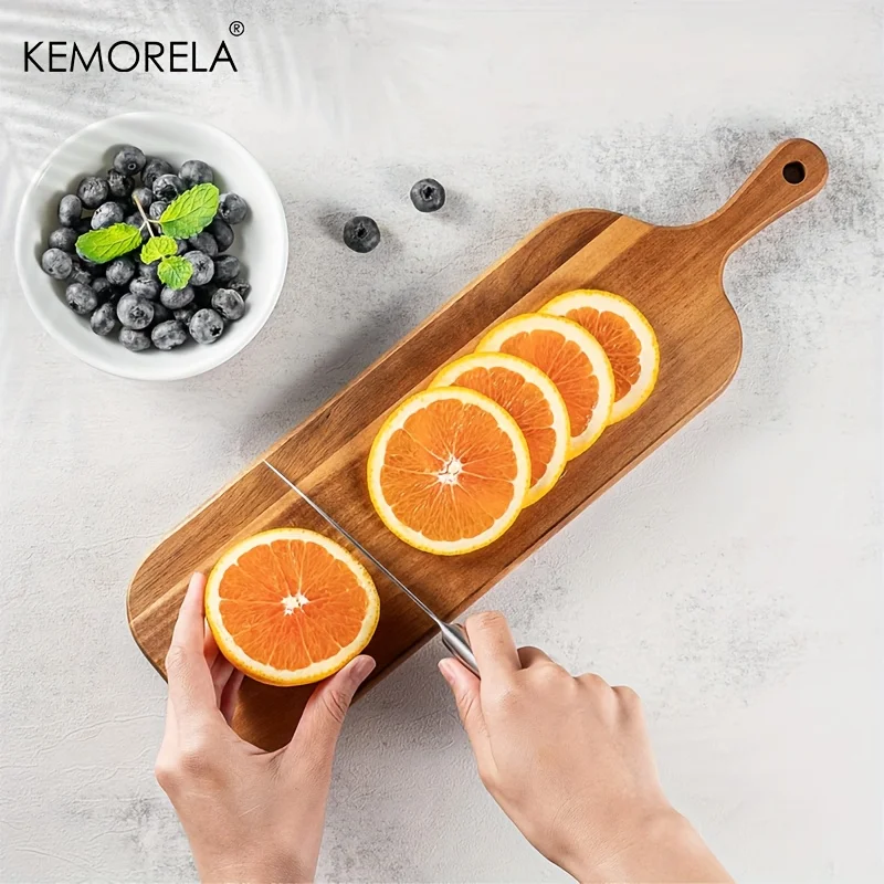 Acacia Wood Cutting Board with Handle - for Cheese Bread Butcher Block for Restaurant Kitchen & Home Use Two Sizes Available