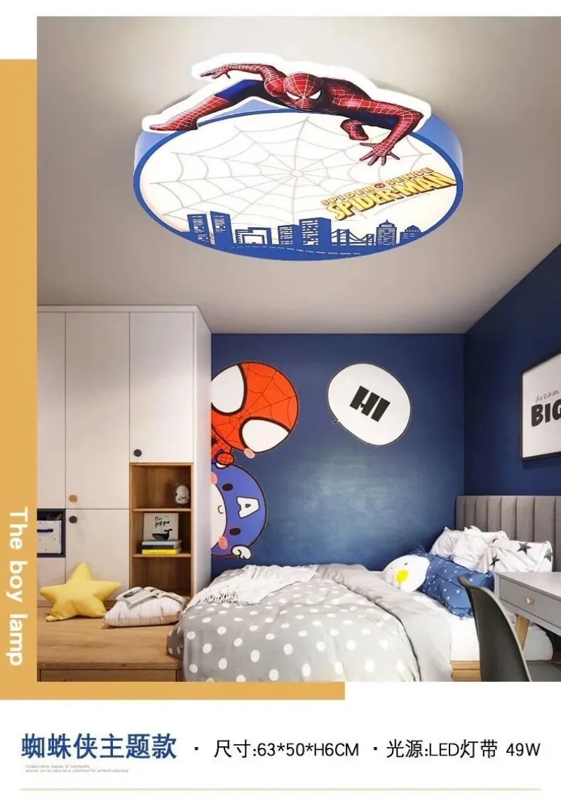 Marvel Spiderman children boys new Nordic style simple modern personality  creative cartoon cartoon bedroom led ceiling lamp - AliExpress