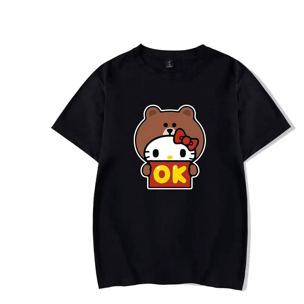 Hollo Kittyt Shirt Sanrio Hello Kitty Kawaii Cute Cartoon Short Sleeved