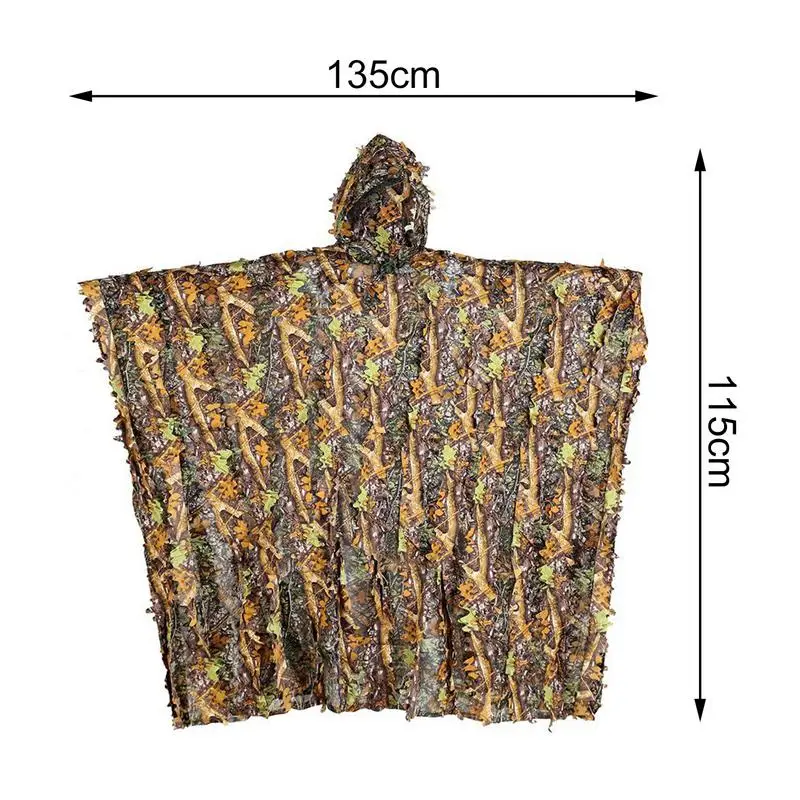 3D Leaves Ghillie suit woodland poncho raincoat hunting camouflage suit camo cape cloak for bird animal photography