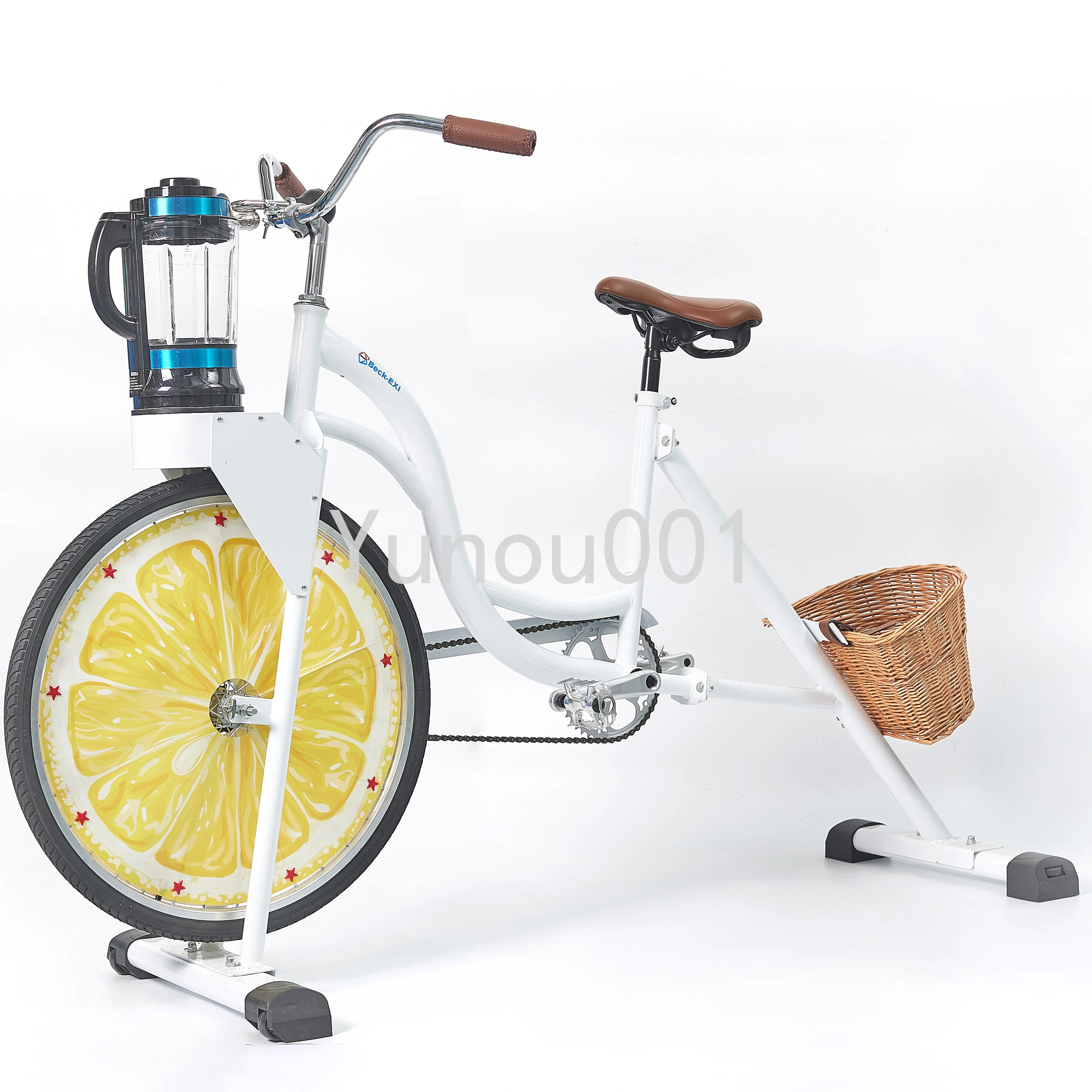 

Newest Style Retro Exercise Fender Pedal Bicycle Pro Stationary Smoothie Bike Blender for Fruit and Vegetable Store