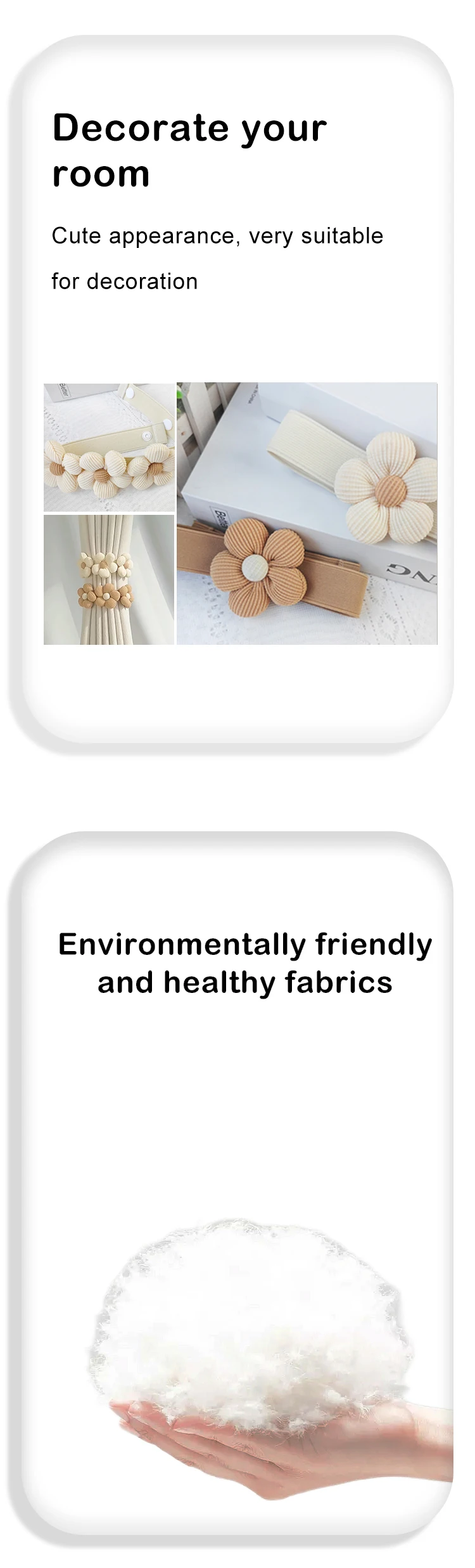 Description Picture 3 of item1 Piece Set Cartoon Flower Curtain Ties Kids Room Curtain Straps Decorative Buckle Clip Curtain Accessories Home Decoration