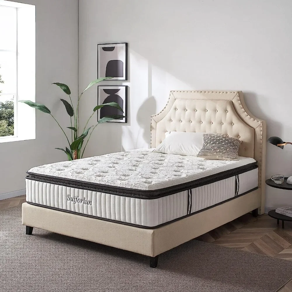

Queen Mattress 12 Inch, Memory Foam Hybrid Mattress with Luxury 7 Layers,Encased Coils Innerspring for Back Pain Relief,Mattress