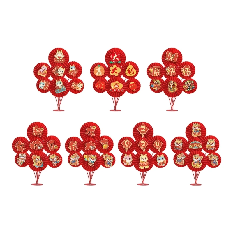 

Paper Fan Table Decoration Dragon Year Desk Ornament for Spring Festival Props