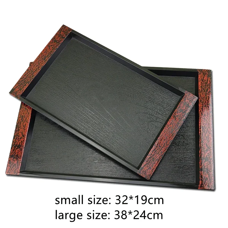 Rectangular Tray Plastic Japanese Creative Wood Grain Non-slip Pallet Household Kitchen Supplies Hotel Service Tray Tableware storage tray wooden serving tray kitchen tray bamboo organizer tray drink tray