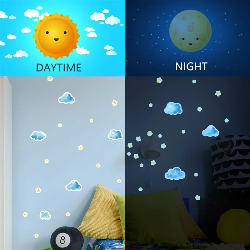 New Luminous Clouds Stars Wall Stickers DIY Self-adhesive Fluorescent Kid's Room Wall Decal Glow in The Dark Creative Home Decor