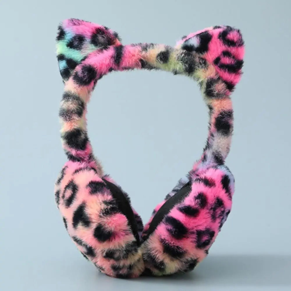 Ear-Muffs Cover Cat Ears Plush Ear Muffs Print Windproof Leopard Earmuffs Earlap Foldable Thickened Ear Muffs Winter