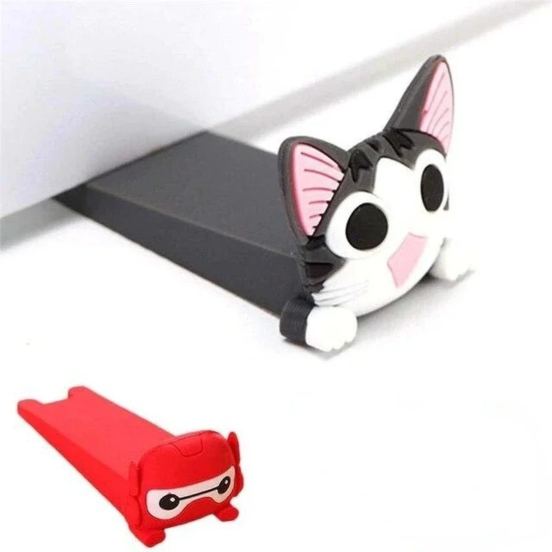 1 Pc Cartoon Animal Silicone Door Stopper Wedge Door Catcher Block Home Office Children Security Card Armor Cat Shape