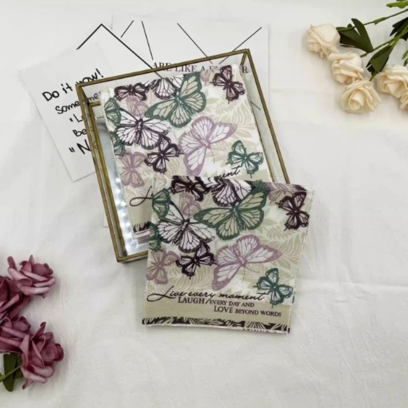 Colorful Printed Napkins Butterfly Pattern Folded Square Cafe Restaurant Table Decoration Flower Paper Virgin Wood Pulp 20pcs/pa