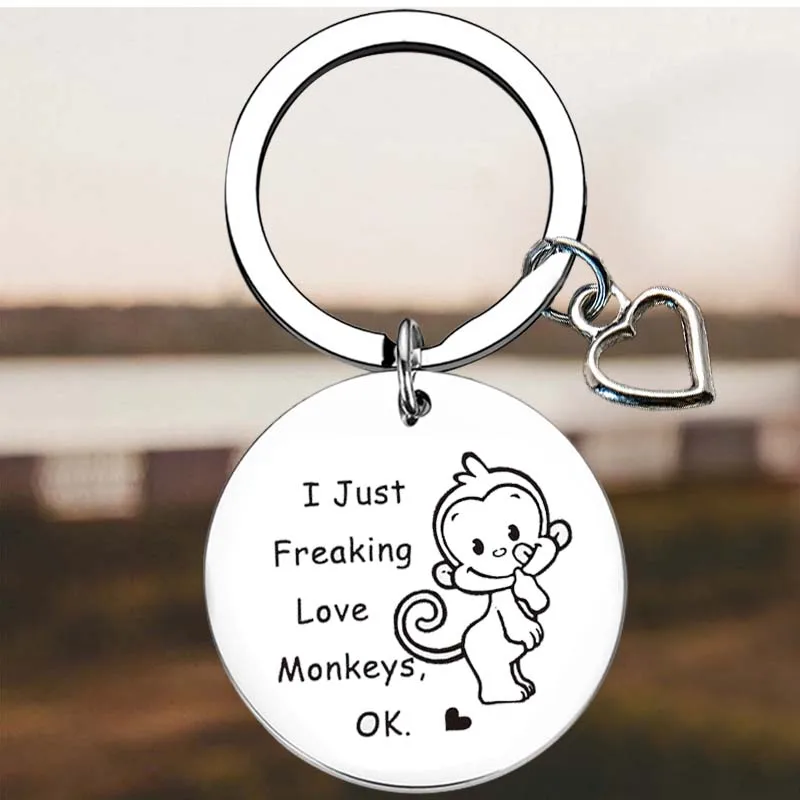 

New Monkeys Gift Birthday Key Chain Ring Animal Wife Daughter keychains pendant Monkey Lover Gift