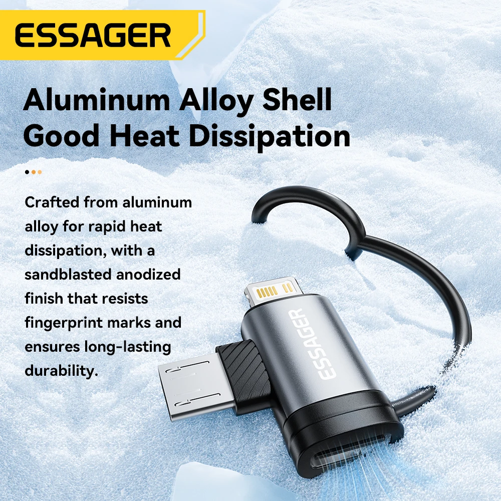 Essager 2 IN 1 Lighting/Micro Adapter Fast Charging USB Type C Female Connector For iPhone 17 16 15 14 13 12 11 IPad Converter