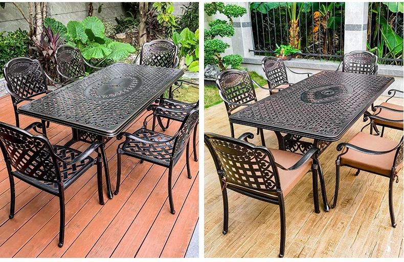 Waterproof Sunscreen Leisure Chairs Outdoor Metal Garden Furniture Sets for Patio European Retro Outdoor Furniture Fir Villa GY