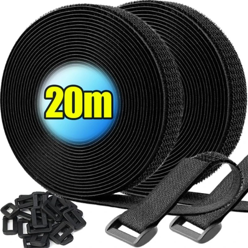 Free Cut Length Cable Straps With 25 Buckles,Reusable Fastening Cable