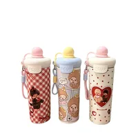 Nouvelle tasse flottante Kawaii 600 ml, style Mengqiqi, mignonne, portable, avec paille et cordon, pour filles, tasse à paille tendance, cadeau pour fille 5