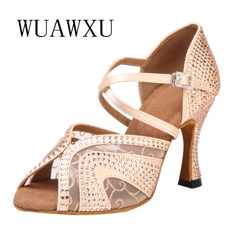 NATASHA Dance Shoes Hot Diamond Women's Soft Sole Latin Dance Shoes Square National Standard Social Dance Latin Sandals Medium H