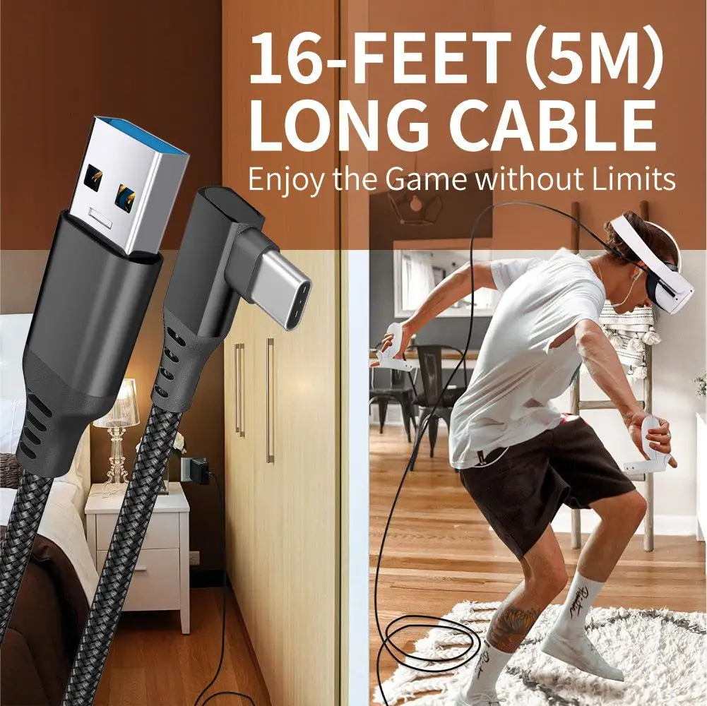 5M Data Line Charging Cable For Oculus Quest 2 Link VR Headset USB 3.0 Type C Data Transfer USB-A To Type-C Cable VR Accessories
