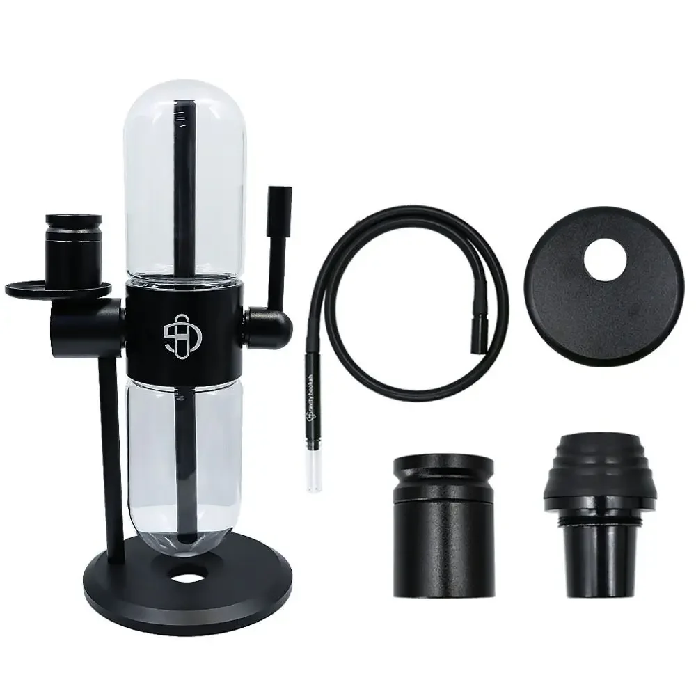 고품질 금속 중력 물 담뱃대 세트 360 회전 유리 Narguile Shisha 완료 세트 건조 허브 Accessorie 흡연을위한 물 파이프