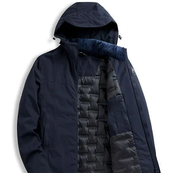 Men's White Duck Down Jacket, Thick, Outdoor, Sports, Leisure